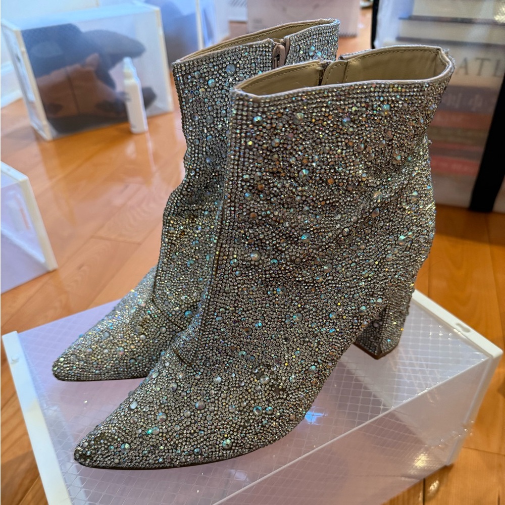 Betsey Johnson Silver Metallic Booties